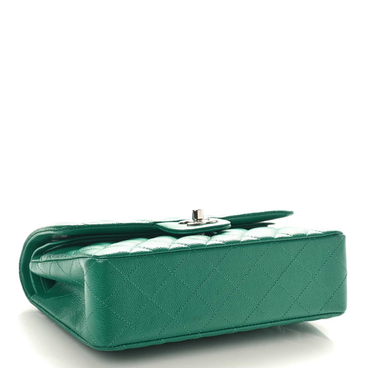 Caviar Quilted Small Double Flap Green