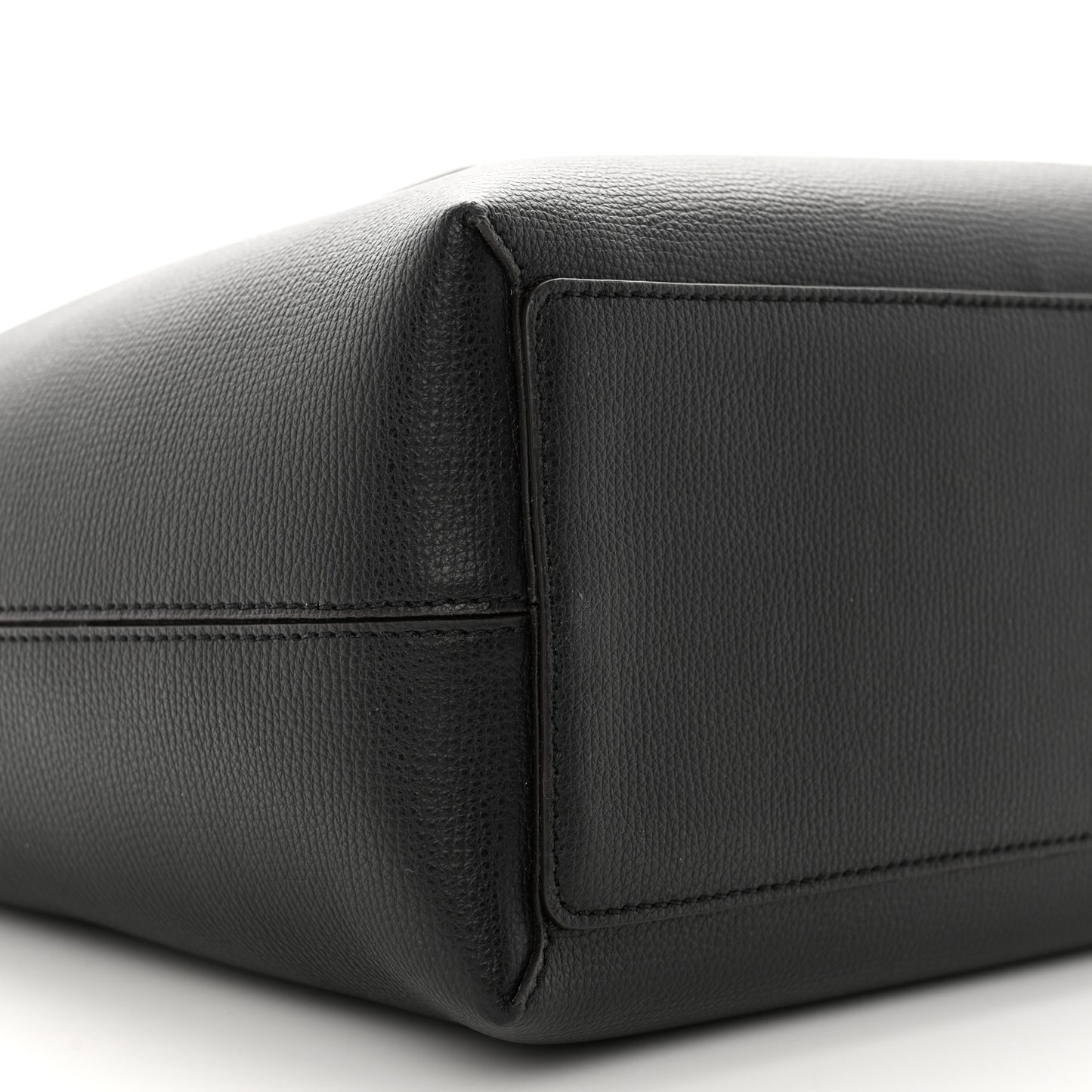 Grainy Calfskin Haymarket Check Medium Reversible Tote Black