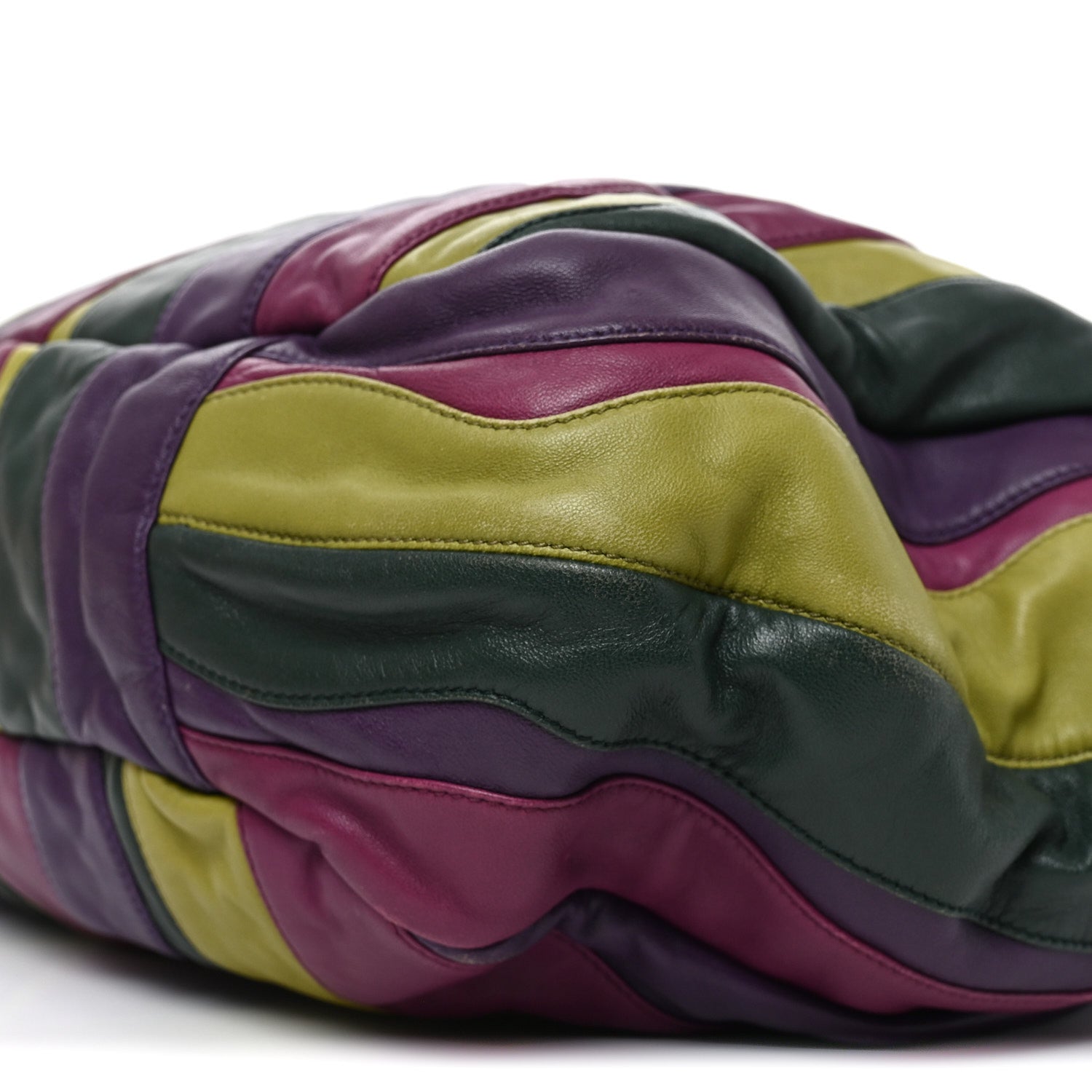 Prada Nappa Trembled Blossoms Stripes Shoulder Bag Viola Alloro 9 of 9