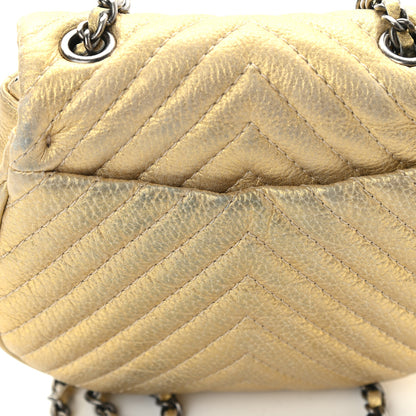 Chanel Metallic Aged Calfskin Chevron Small Bubble CC Flap Gold 10 of 11