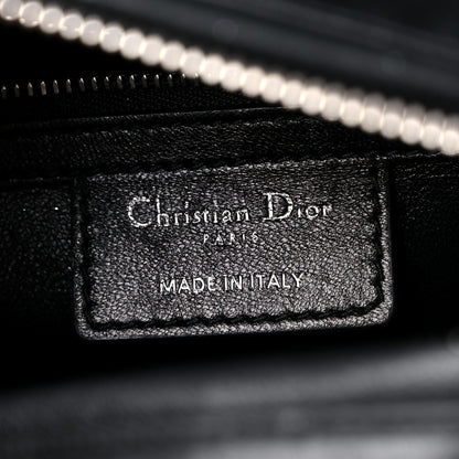 Christian Dior Lambskin Sequin Embellished Medium Lady Dior Black White 6 of 15