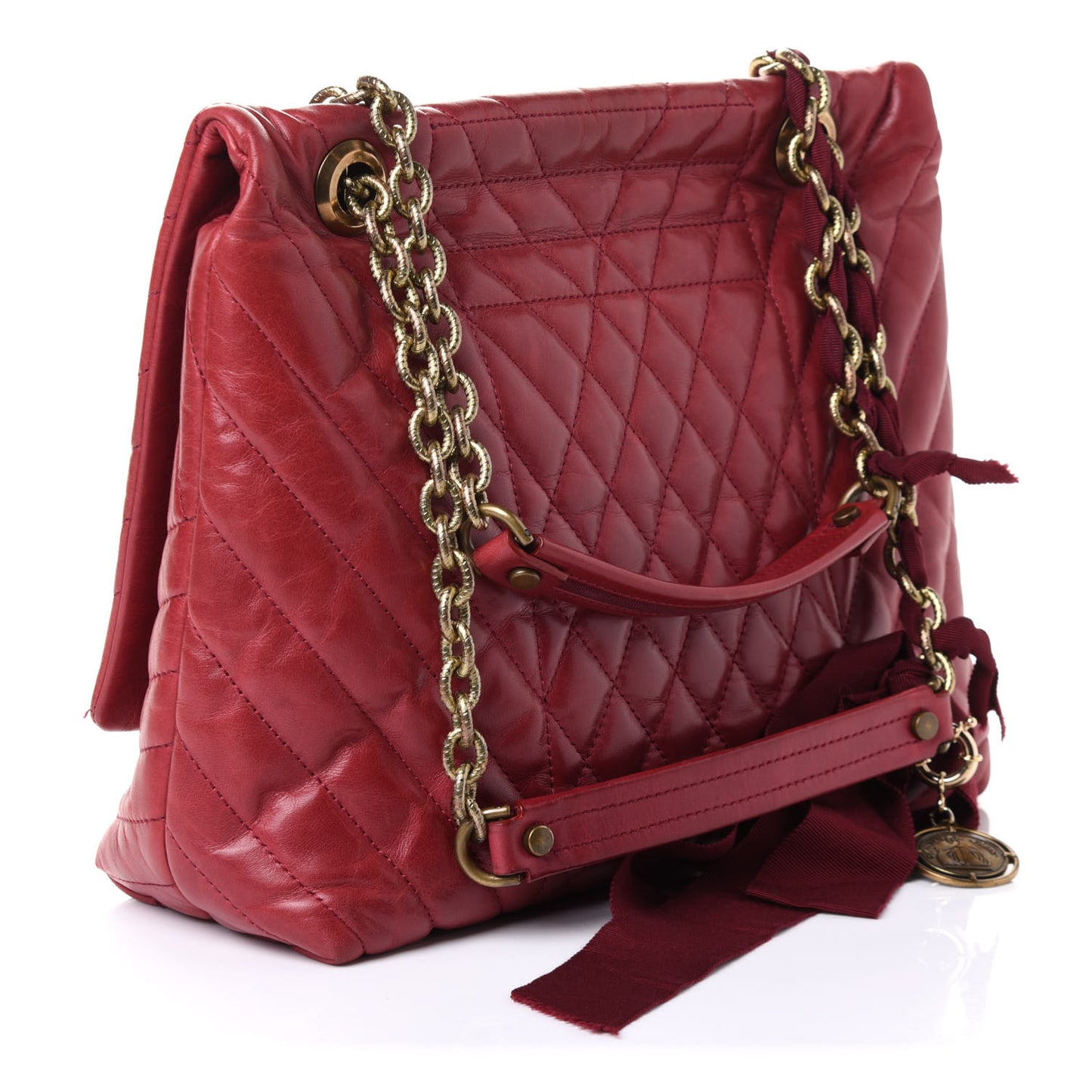 Lambskin Quilted Medium Happy Shoulder Bag Red