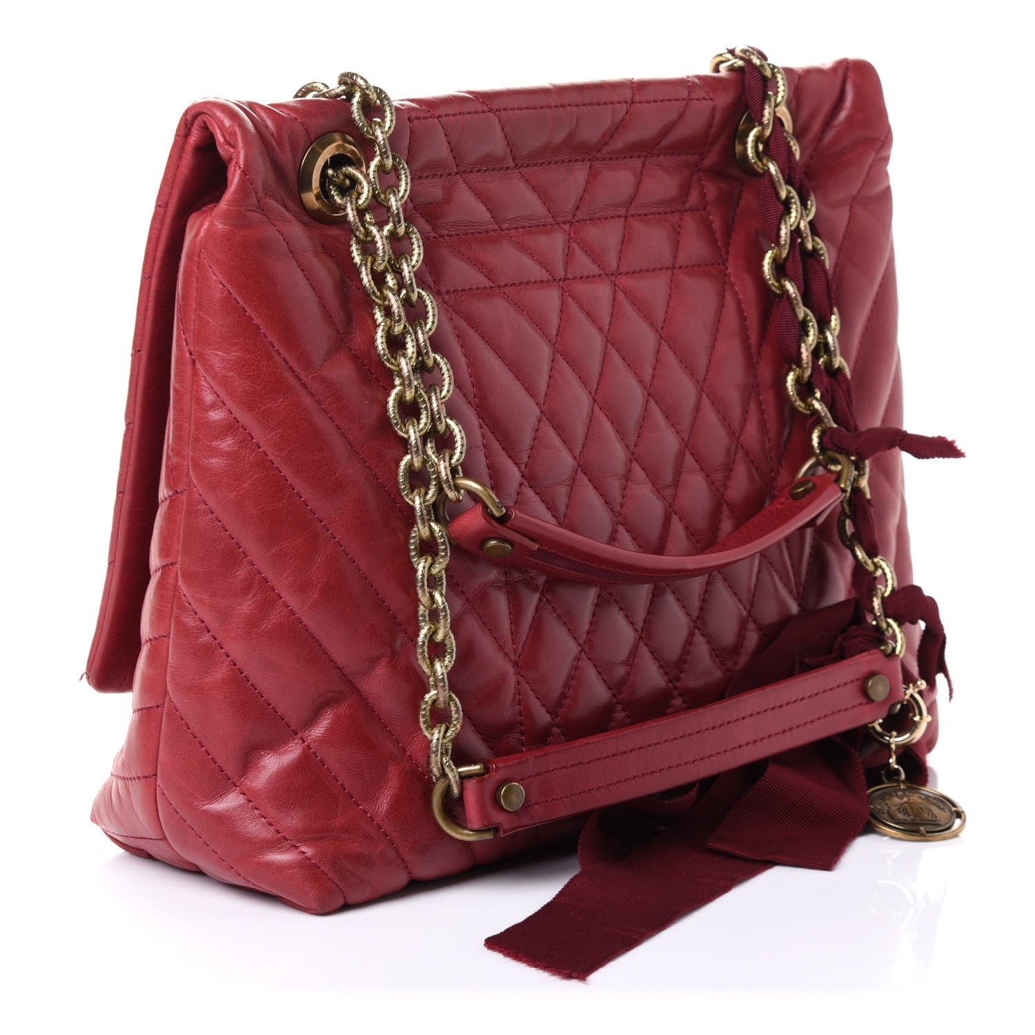 Lanvin Lambskin Quilted Medium Happy Shoulder Bag Red 3 of 10
