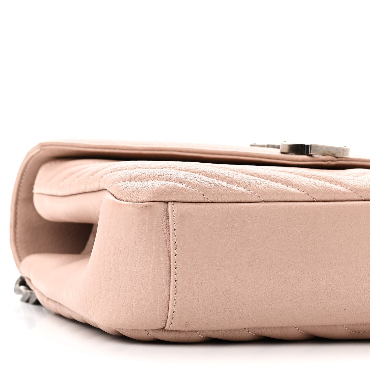 Sheepskin Matelasse Chevron Monogram Medium College Bag Rose Poudre