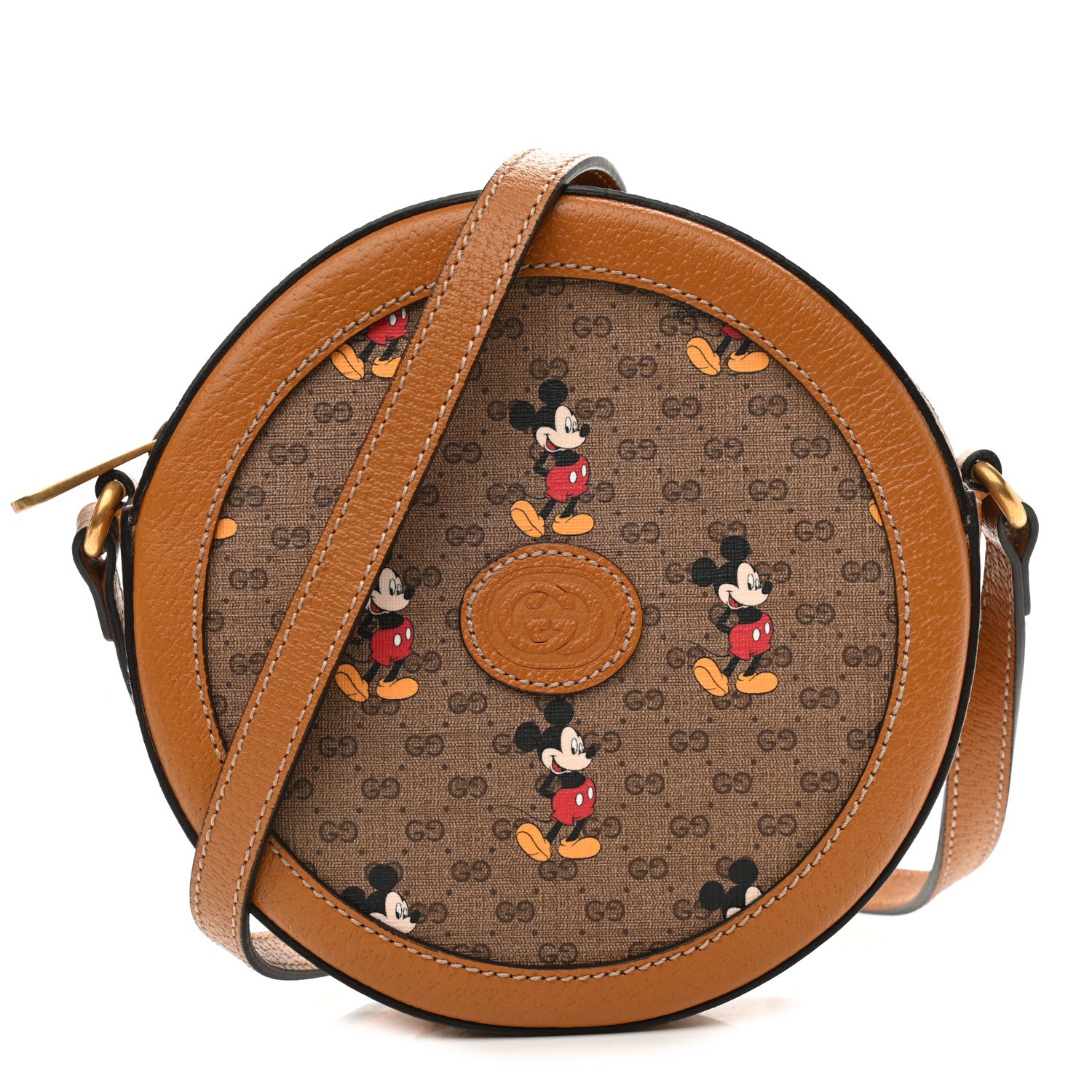 Gucci X DISNEY Mini Vintage GG Supreme Monogram Mickey Mouse Round Shoulder Bag Beige Vintage Sun Oil 1 of 10