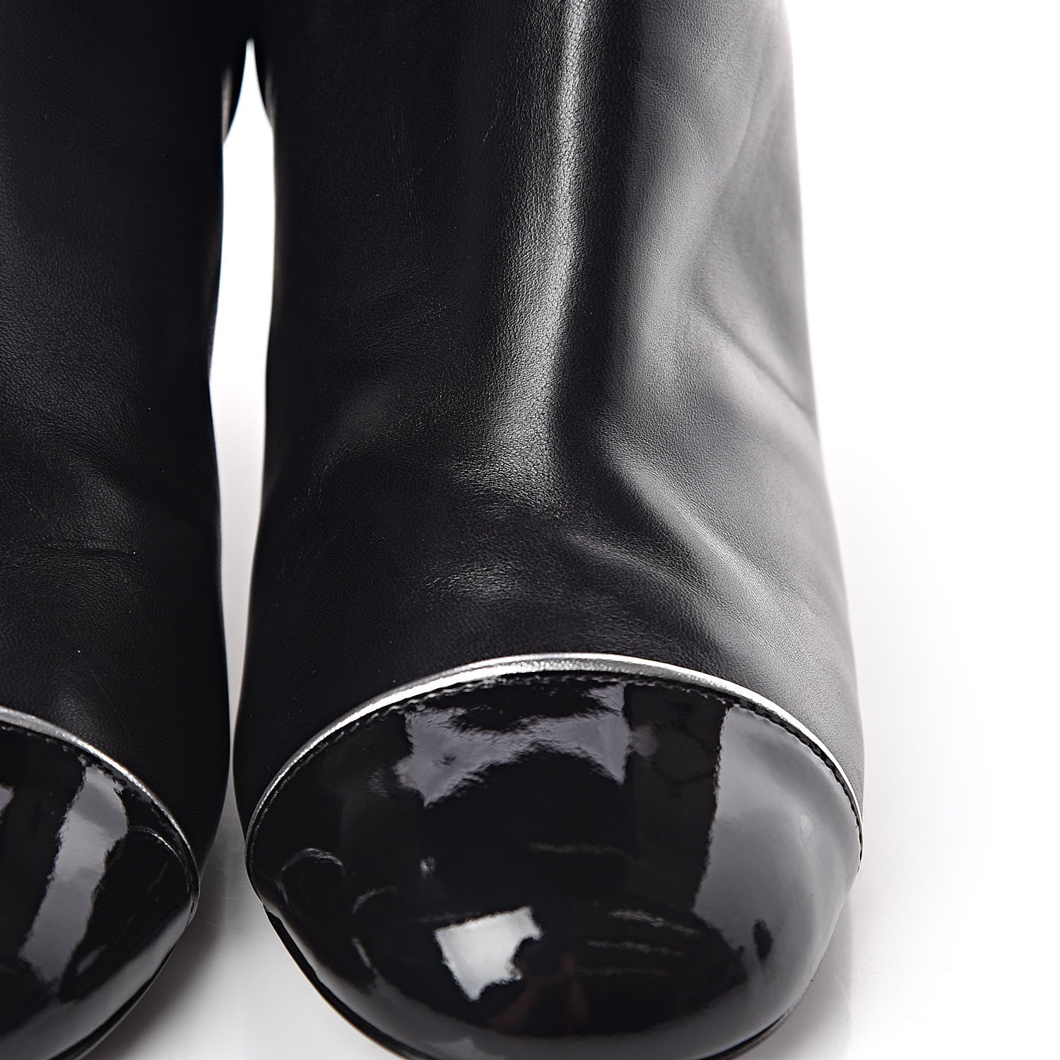 Chanel Lambskin Patent Calfskin Cap Toe Short Boots 37.5 Black 12 of 13
