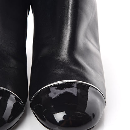 Chanel Lambskin Patent Calfskin Cap Toe Short Boots 37.5 Black 12 of 13