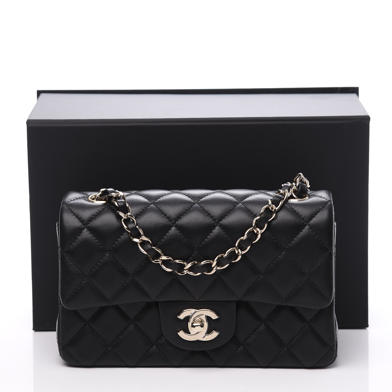 Chanel Lambskin Quilted Mini Rectangular Flap Black 10 of 10