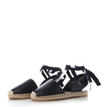 Christian Dior Calfskin Nicely-D Ankle Tie Espadrilles Flats 40 Black 3 of 8