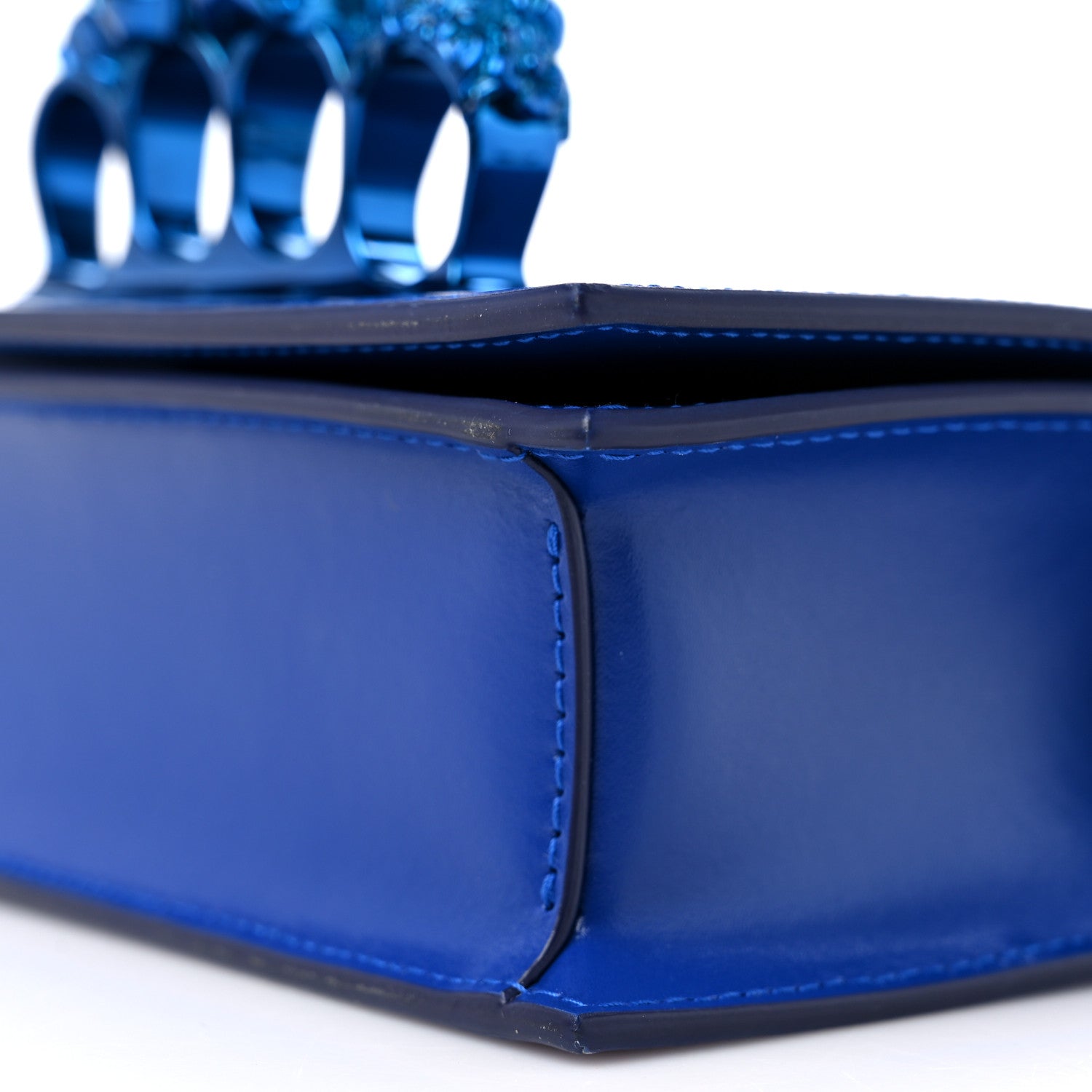 Alexander McQueen Calfskin Mini Jeweled Knuckle Satchel Royal Blue 9 of 10