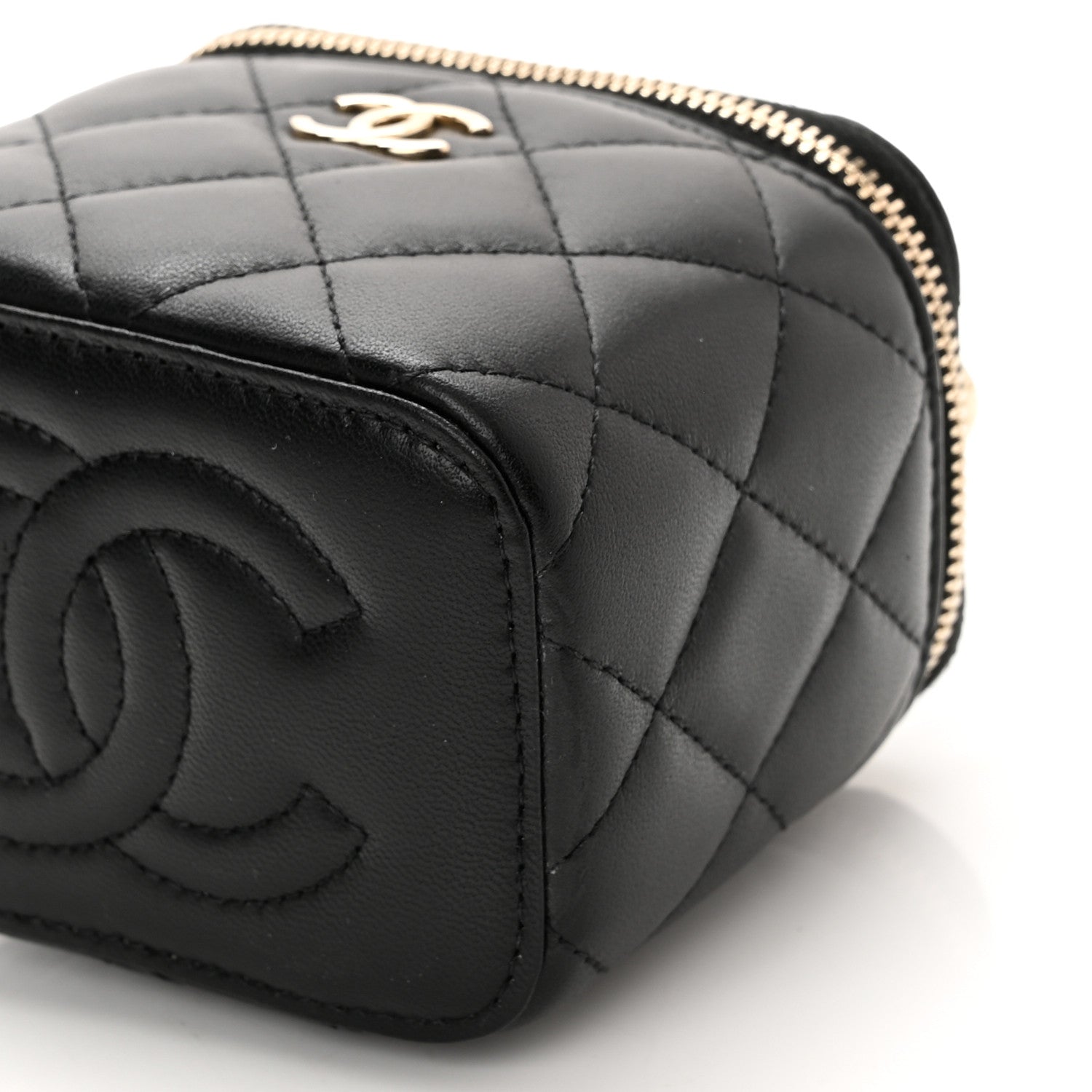 Chanel Lambskin Quilted Top Handle Mini Vanity Case With Chain Black 12 of 12