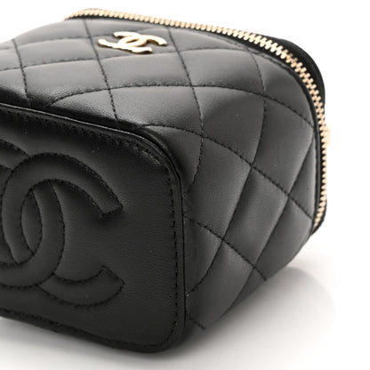 Chanel Lambskin Quilted Top Handle Mini Vanity Case With Chain Black 12 of 12