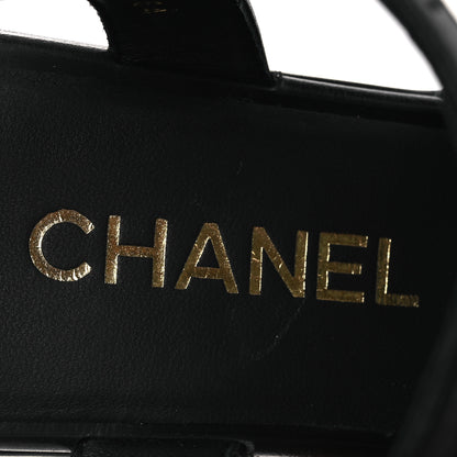 Chanel Fabric Calfskin CC Platform Sandals 36 Black 9 of 12