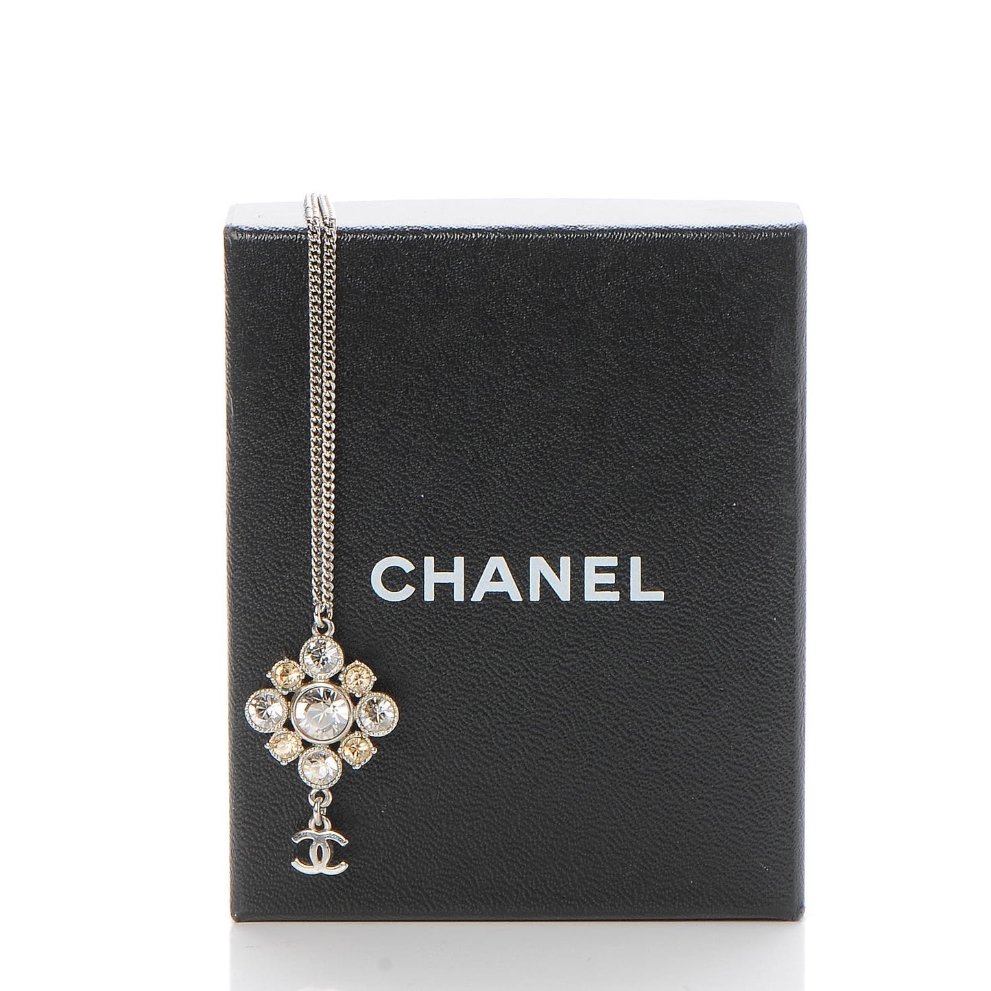 Crystal CC Pendant Necklace Silver