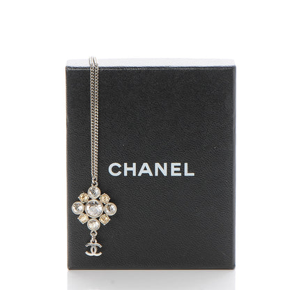 Chanel Crystal CC Pendant Necklace Silver 6 of 6