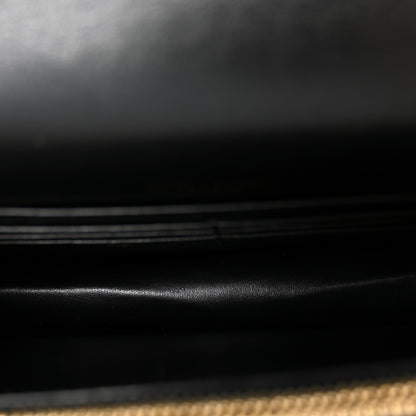 Saint Laurent Calfskin Crocodile Embossed Monogram Sunset Top Handle Chain Wallet Black 8 of 16