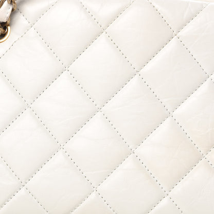 Chanel Aged Calfskin Quilted Medium Just Mademoiselle Bowling Bag White 10 of 15