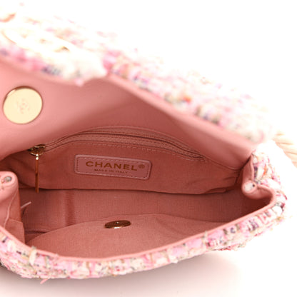 Chanel Tweed Mini Pearl Handle Flap Pink Beige Orange Ecru 5 of 11
