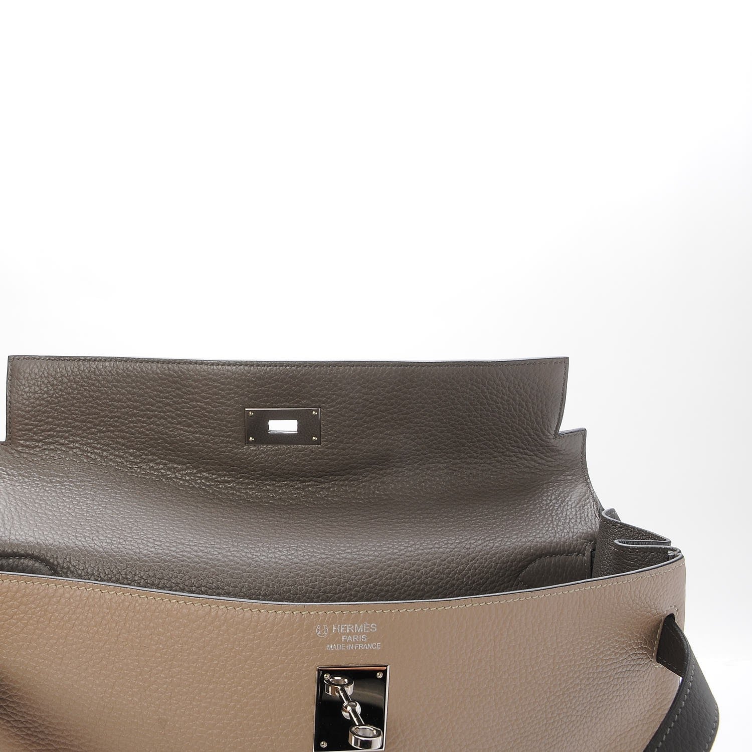 Hermes Togo Horseshoe Tri Color Kelly Retourne 40 Etain Gris Tourterelle Graphite 30 of 41