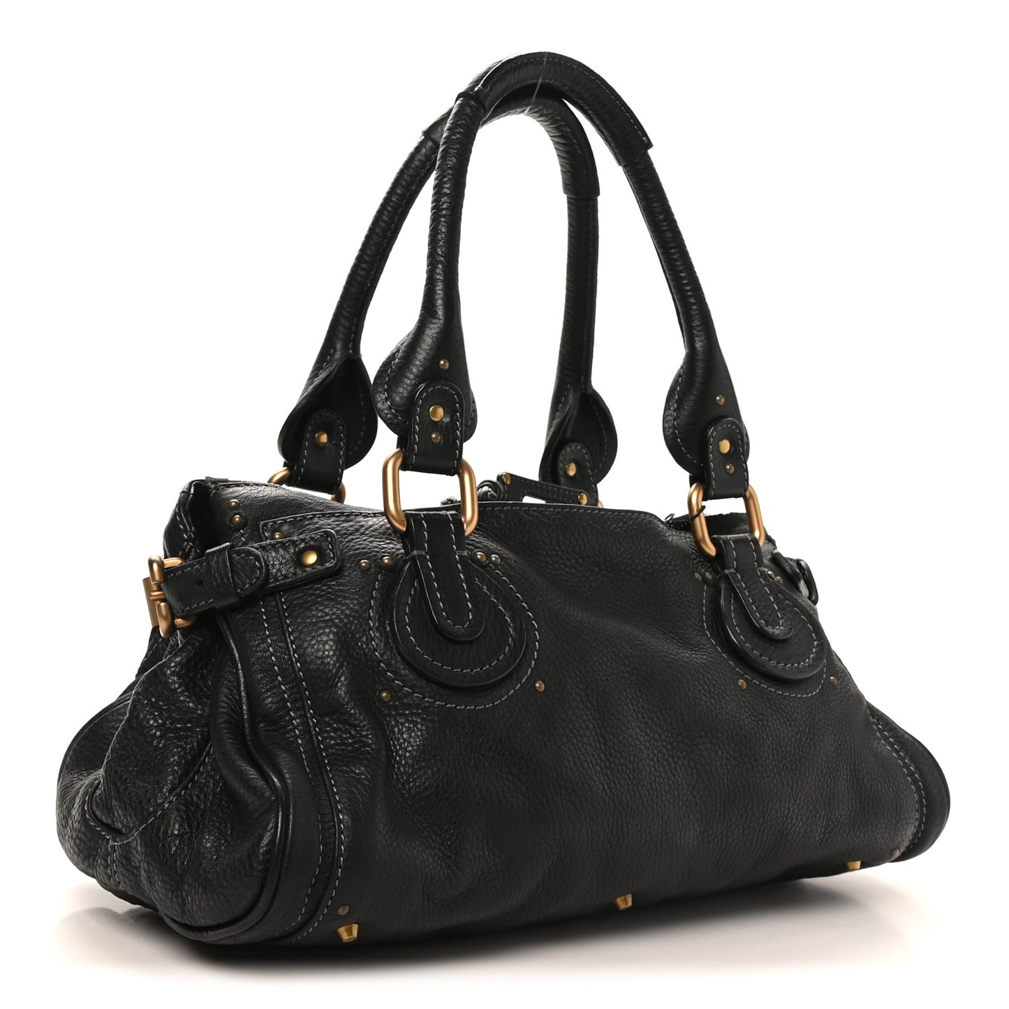 Calfskin Medium Paddington Satchel Black