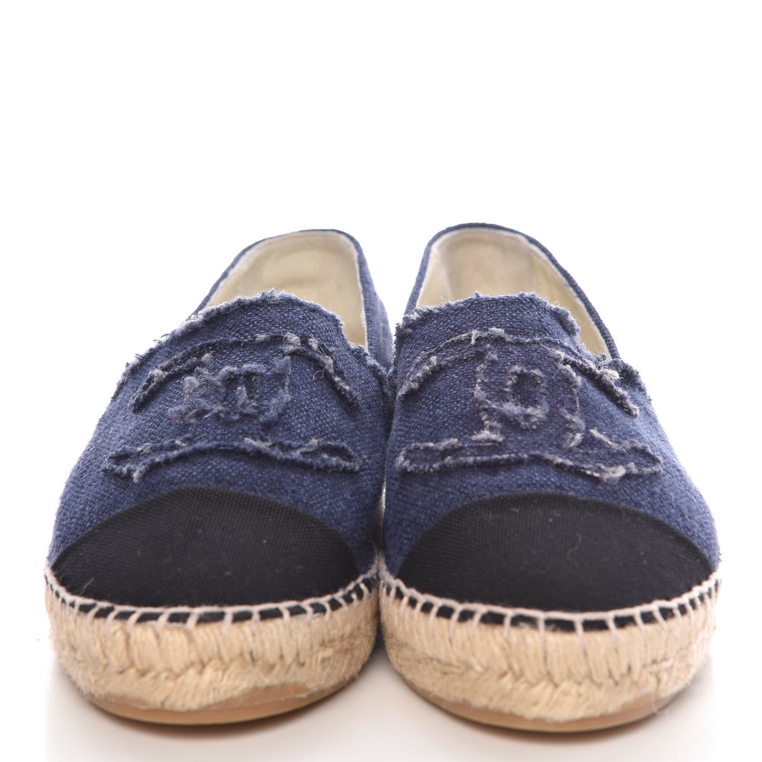 Chanel Denim Toile CC Espadrilles 39 Navy Black 2 of 10