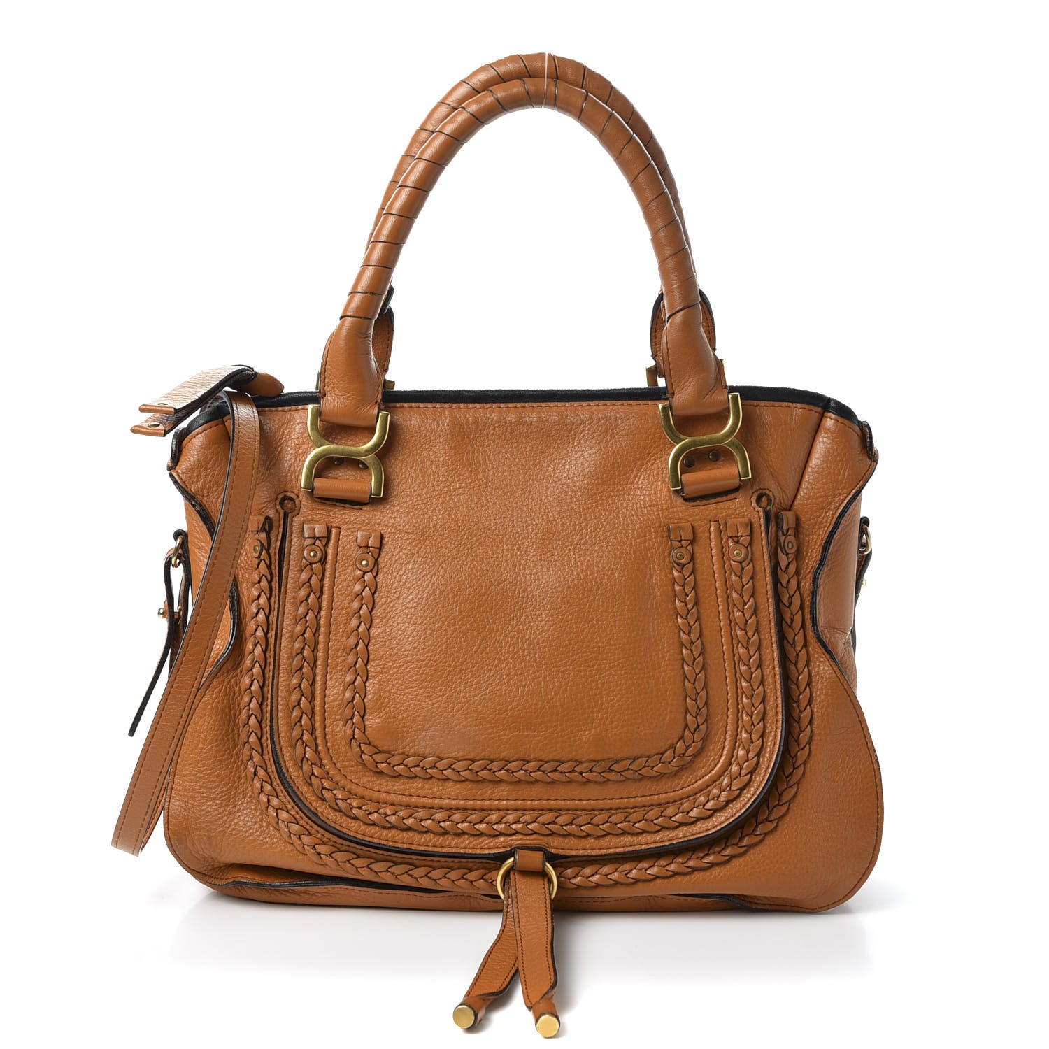 Chloe Calfskin Braided Medium Marcie Satchel Whiskey 1 of 12