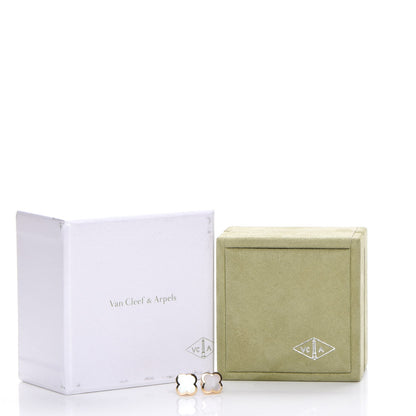 Van Cleef & Arpels 18K Yellow Gold Mother of Pearl Pure Alhambra Earrings 7 of 7