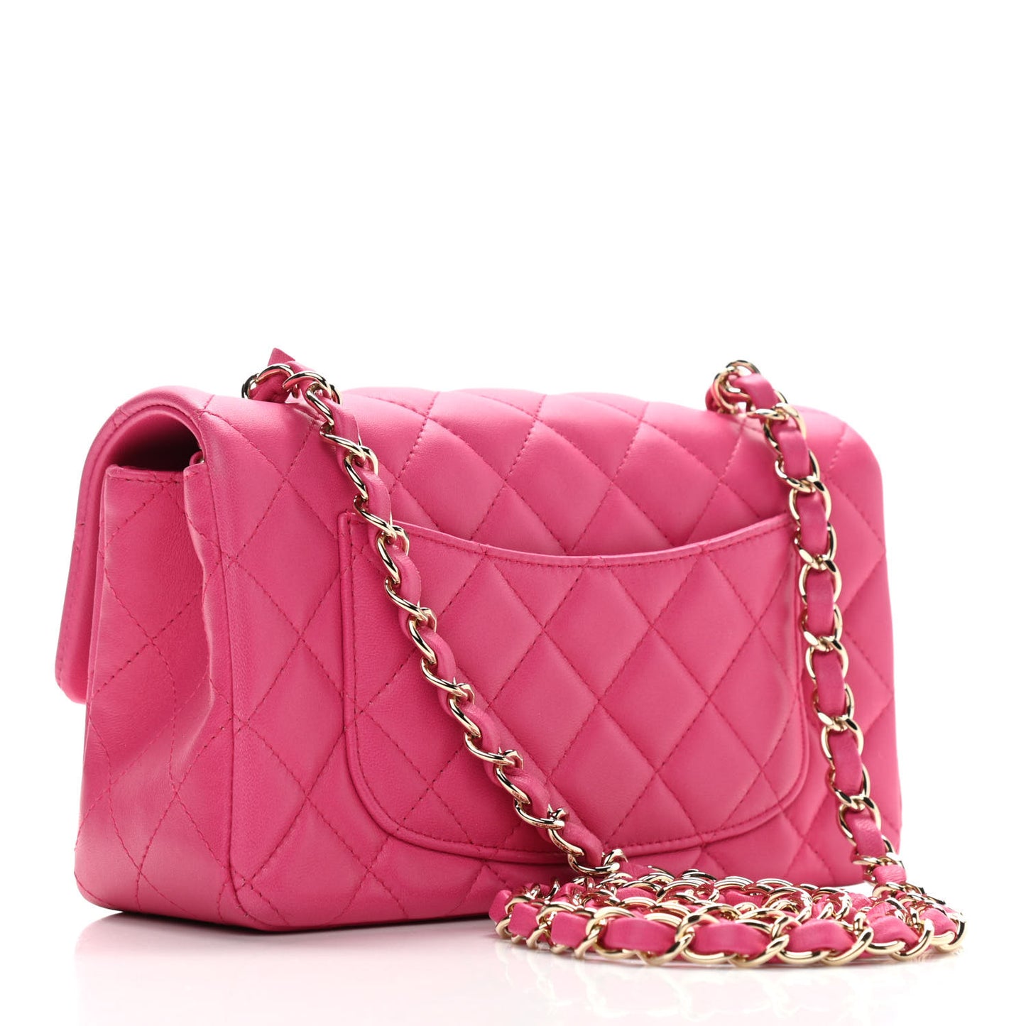 Lambskin Quilted Mini Rectangular Flap Fuchsia