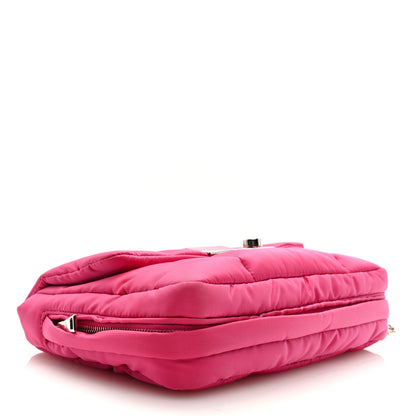 Prada Tessuto Nylon Bomber Sound Chain Flap Shoulder Bag Fuxia 4 of 8