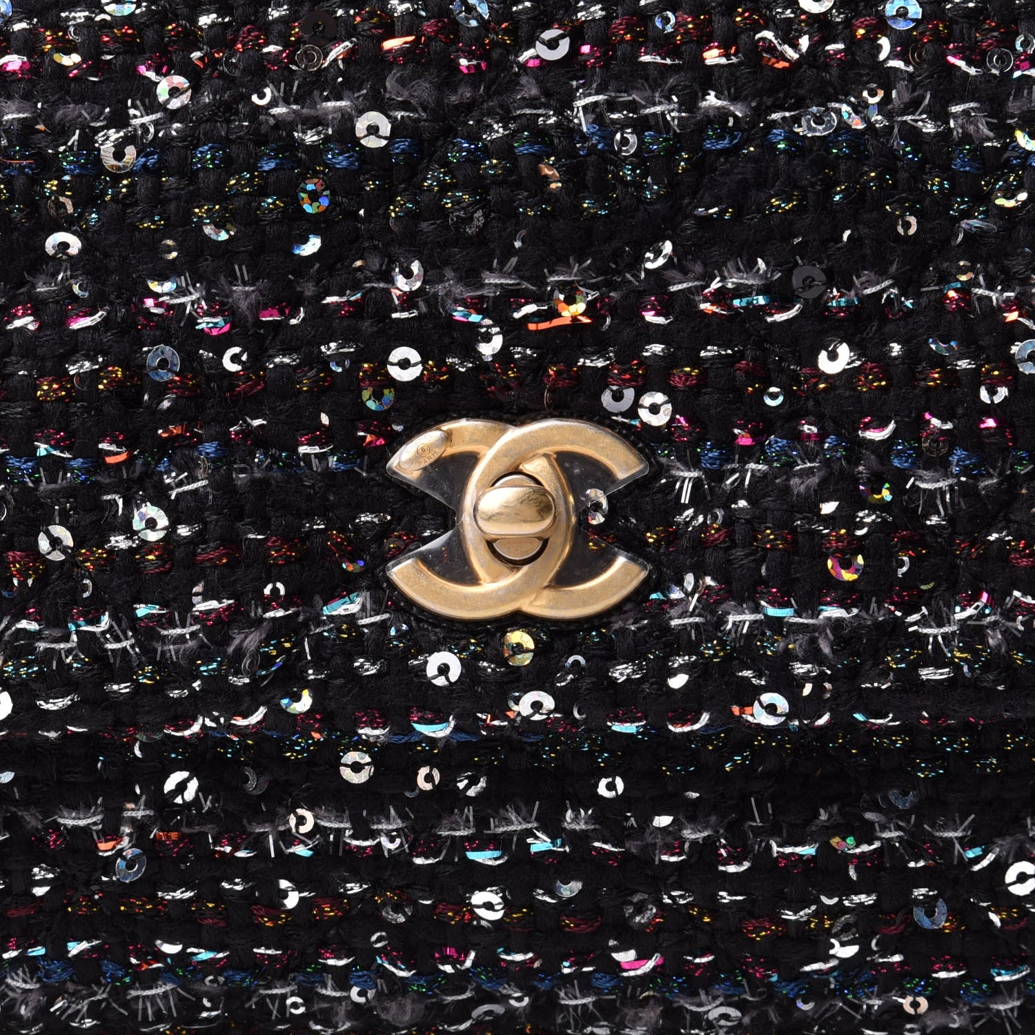 Chanel Tweed Sequin Mini Coco Handle Flap Black 7 of 9