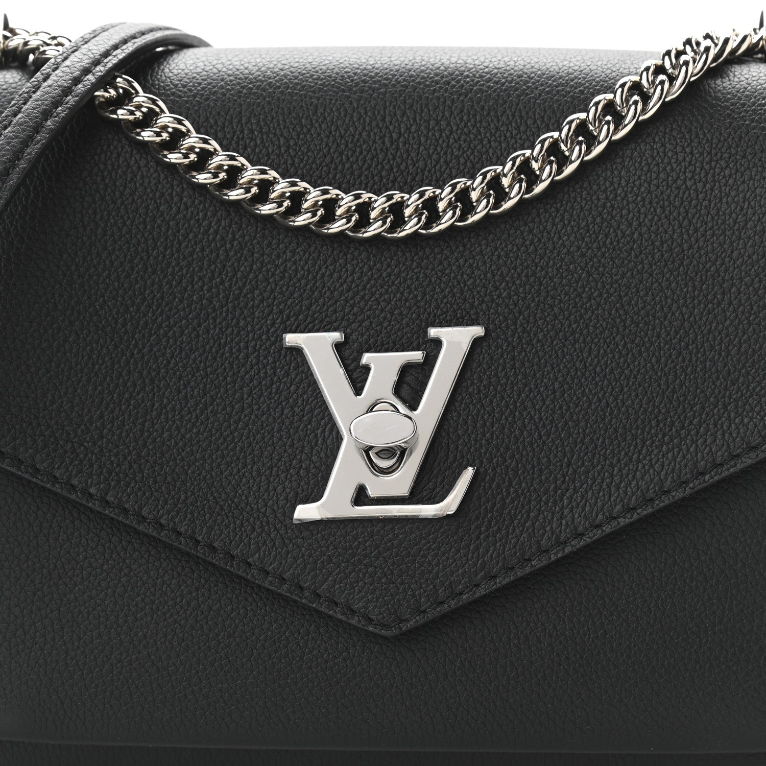 Louis Vuitton Soft Calfskin Mylockme Chain Bag BB Black 8 of 10