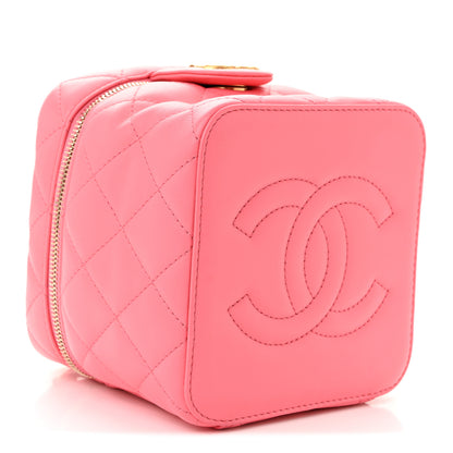 Chanel Calfskin Quilted Small Vanity Case With Chain Coral Pink 5 of 11