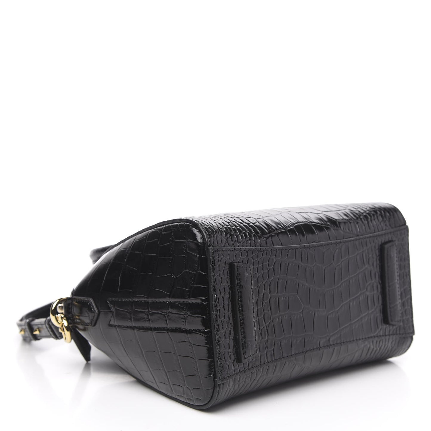 Calfskin Crocodile Embossed Mini Antigona Black