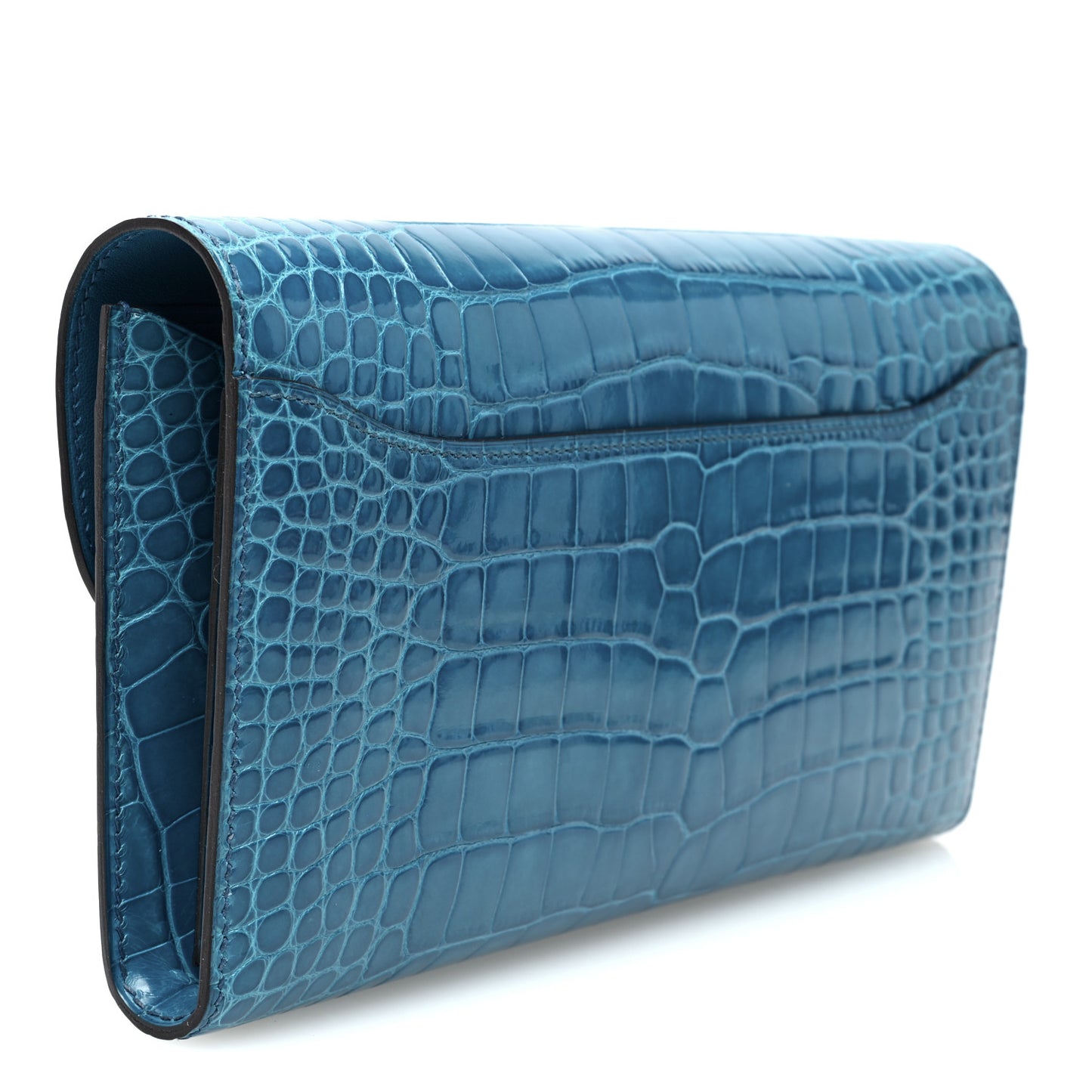Shiny Alligator Constance Wallet Bleu Izmir