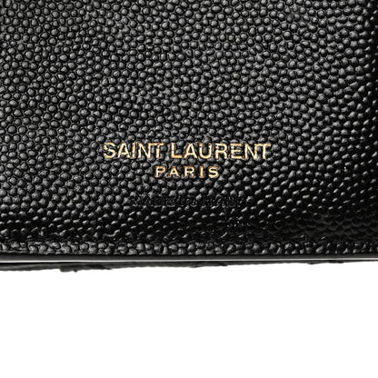 Saint Laurent Grain De Poudre Mixed Matelasse Triquilt Monogram Compact Tri Fold Wallet Black 6 of 7