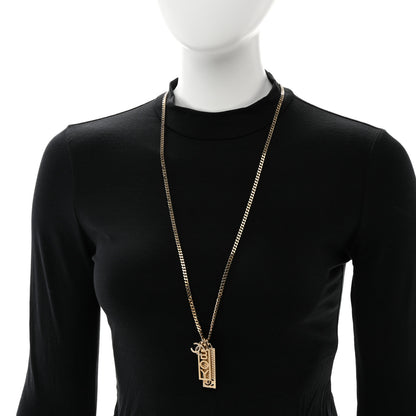 Chanel Metal Crystal CC Boy Pendant Long Necklace Gold 2 of 5