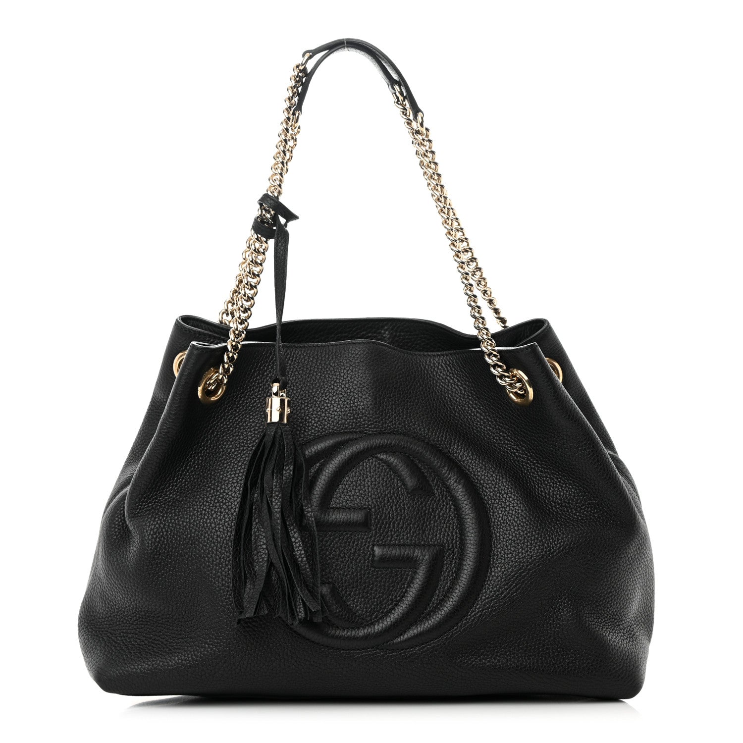 Gucci Pebbled Calfskin Medium Soho Chain Shoulder Bag Black 1 of 12