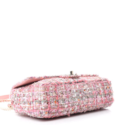 Chanel Tweed Medium Pearl Handle Flap Pink Beige Orange Ecru 4 of 11