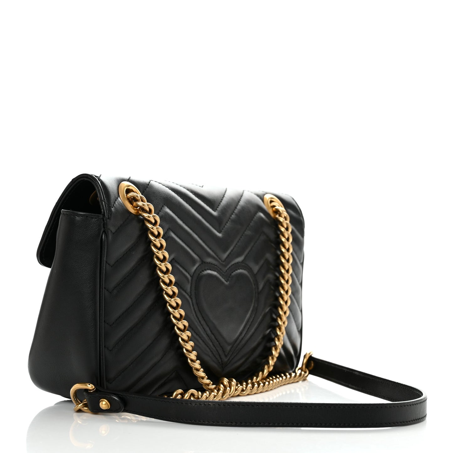 Calfskin Matelasse Small GG Marmont Shoulder Bag Black