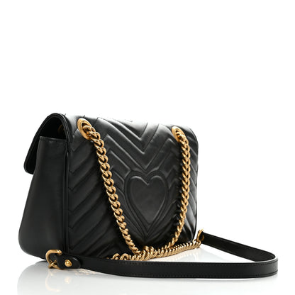 Gucci Calfskin Matelasse Small GG Marmont Shoulder Bag Black 3 of 11