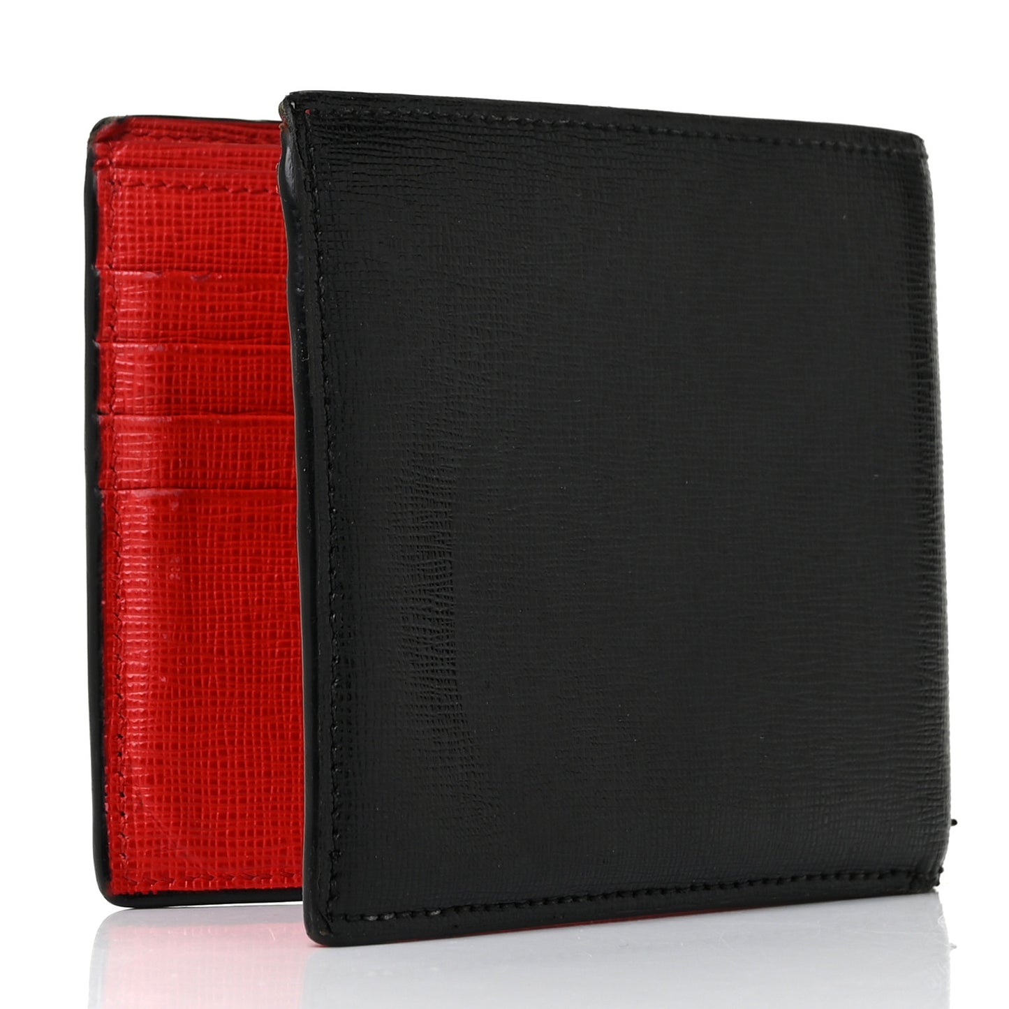 Vitello Elite Monster Eyes Inlay Bi-Fold Wallet Black Giallo Rosso