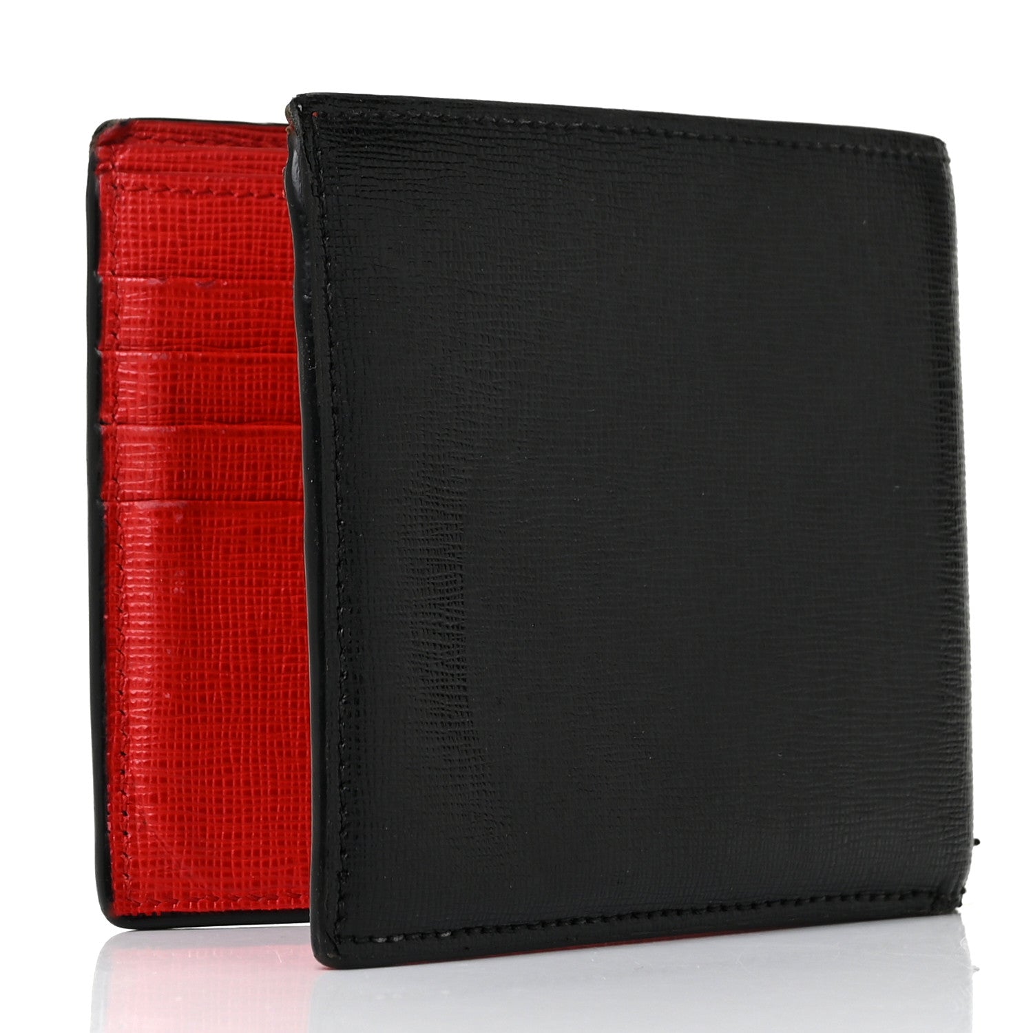Fendi Vitello Elite Monster Eyes Inlay Bi-Fold Wallet Black Giallo Rosso 3 of 8