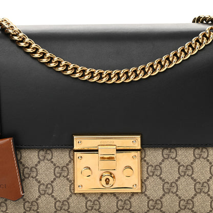 Gucci GG Supreme Monogram Calfskin Medium Padlock Shoulder Bag Beige Black Cuir 8 of 16