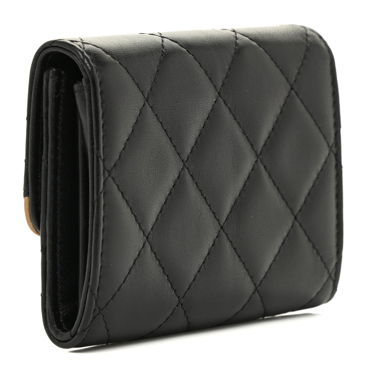 Chanel Lambskin Quilted CC Chic Flap Card Holder Black Gold 2 of 12