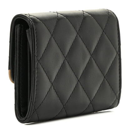 Chanel Lambskin Quilted CC Chic Flap Card Holder Black Gold 2 of 12