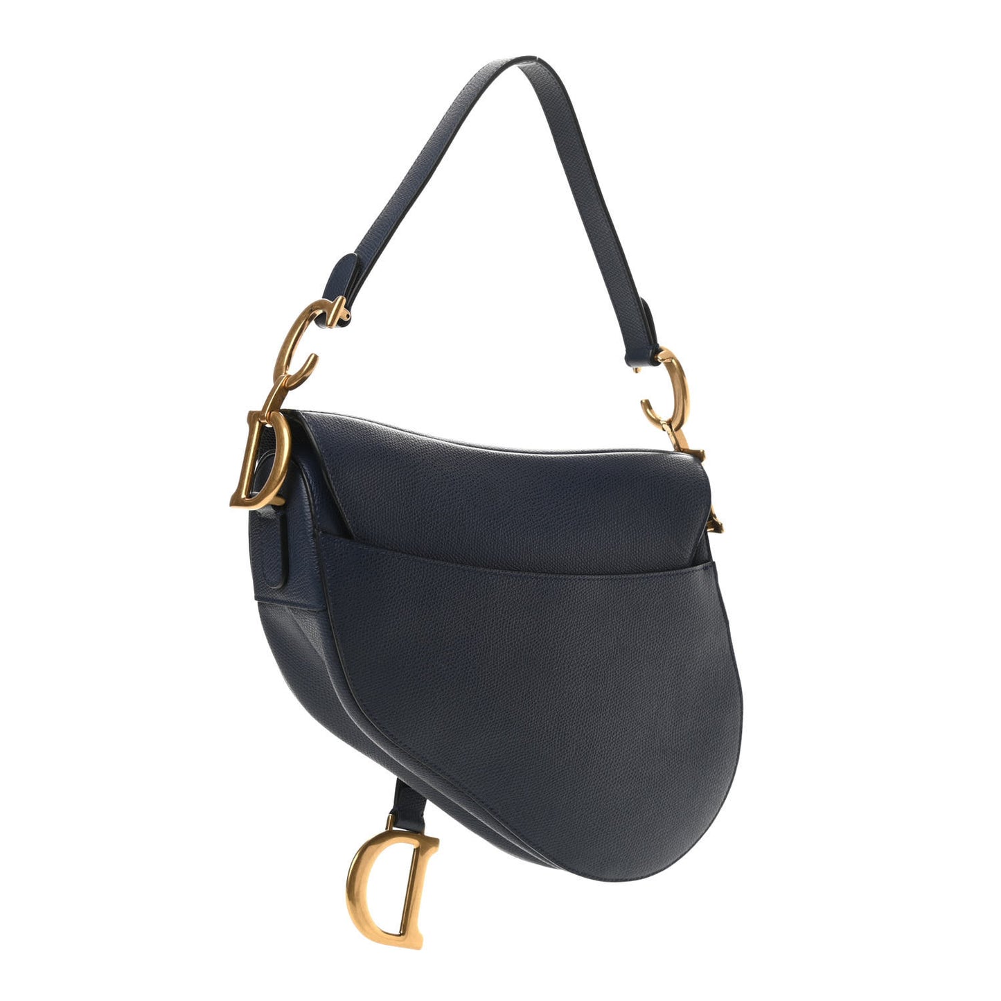 Grained Calfskin Saddle Bag Navy