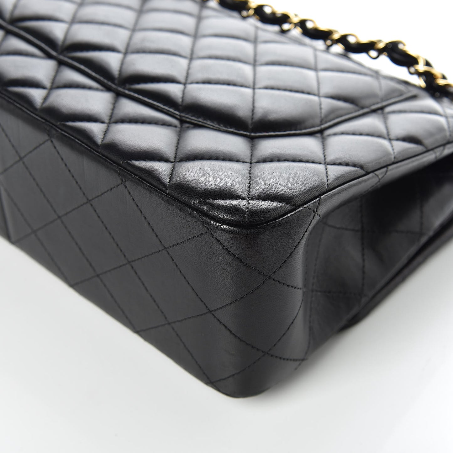 Lambskin Quilted Jumbo Double Flap Black