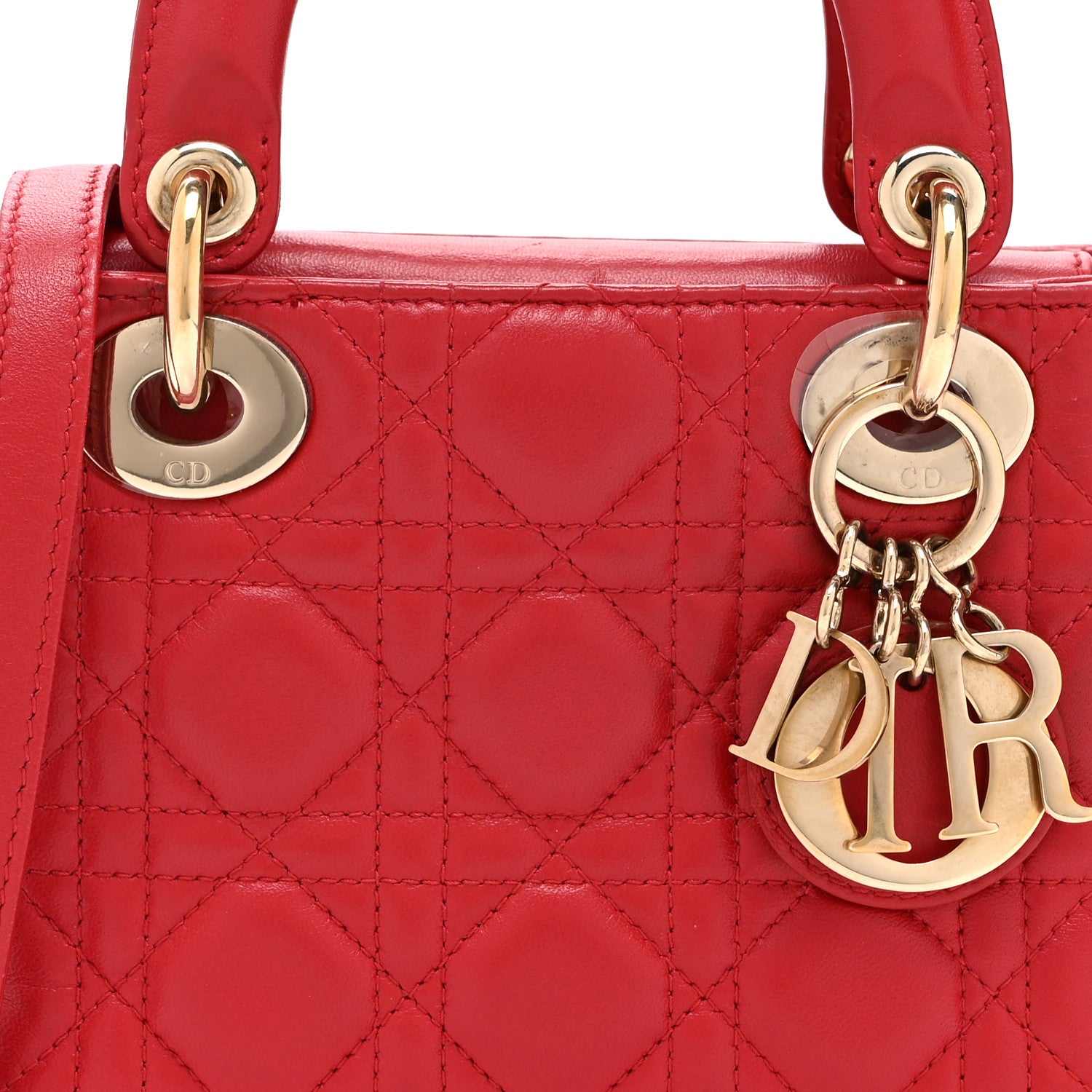 Christian Dior Lambskin Cannage Mini Lady Dior Red 8 of 10