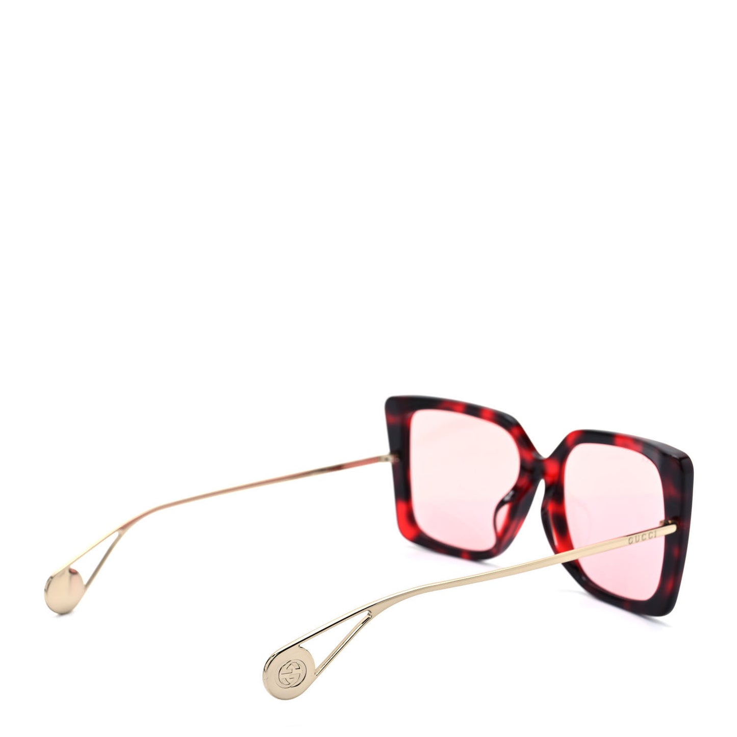 Acetate Oversize Square Frame GG0435S Sunglasses Red Havana