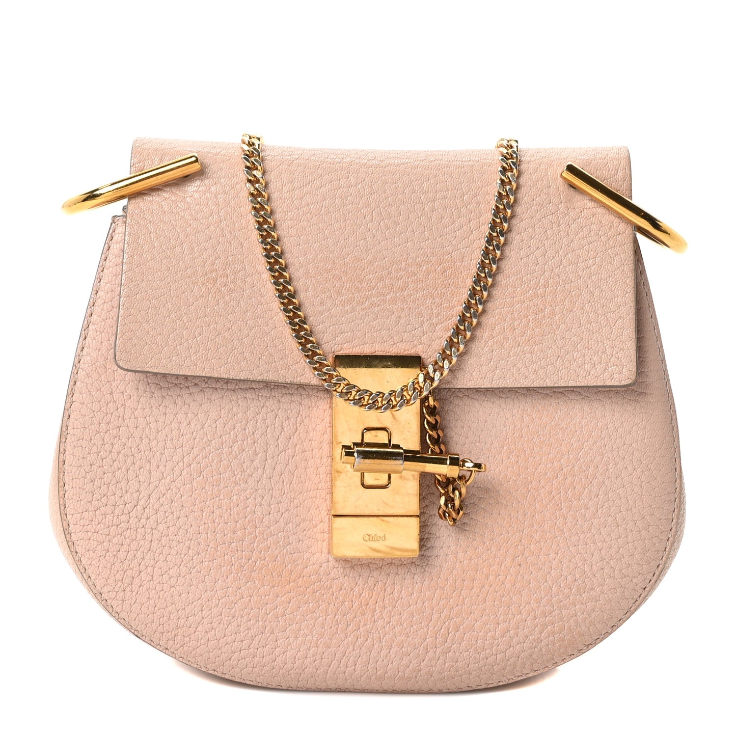 Grained Lambskin Mini Drew Shoulder Bag Cement Pink